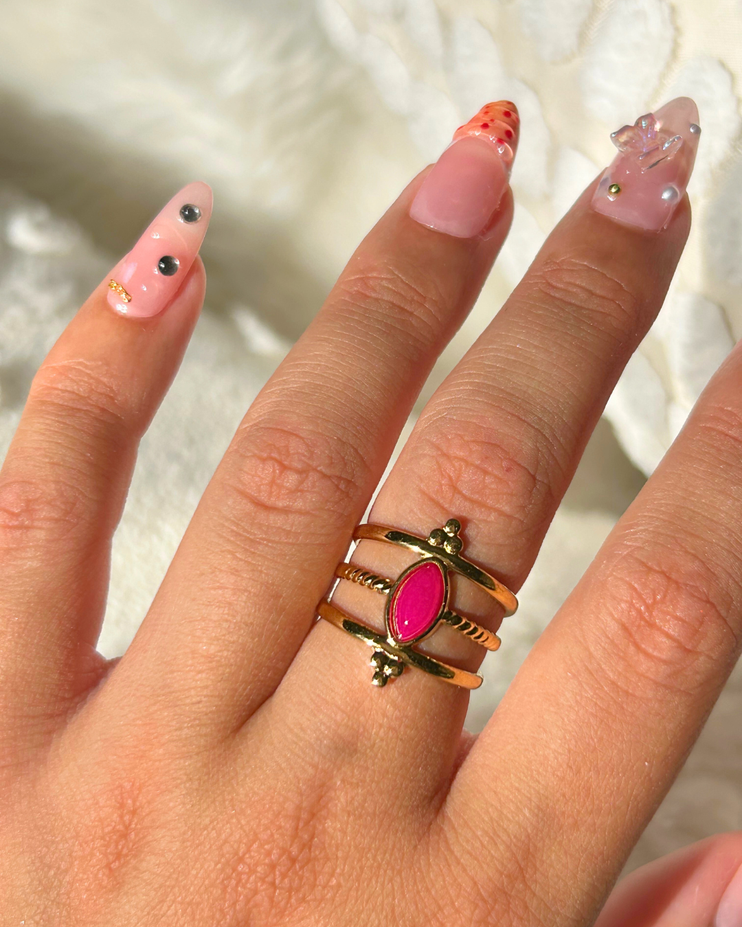 Nyssa | Bague en pierre d'agate rose