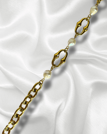 Aurore | Bracelet maille et perles d'eau douce