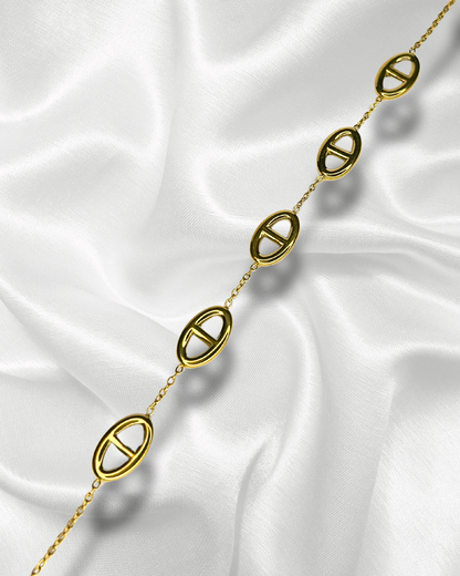 Nautilia | Bracelet doré et mailles marine
