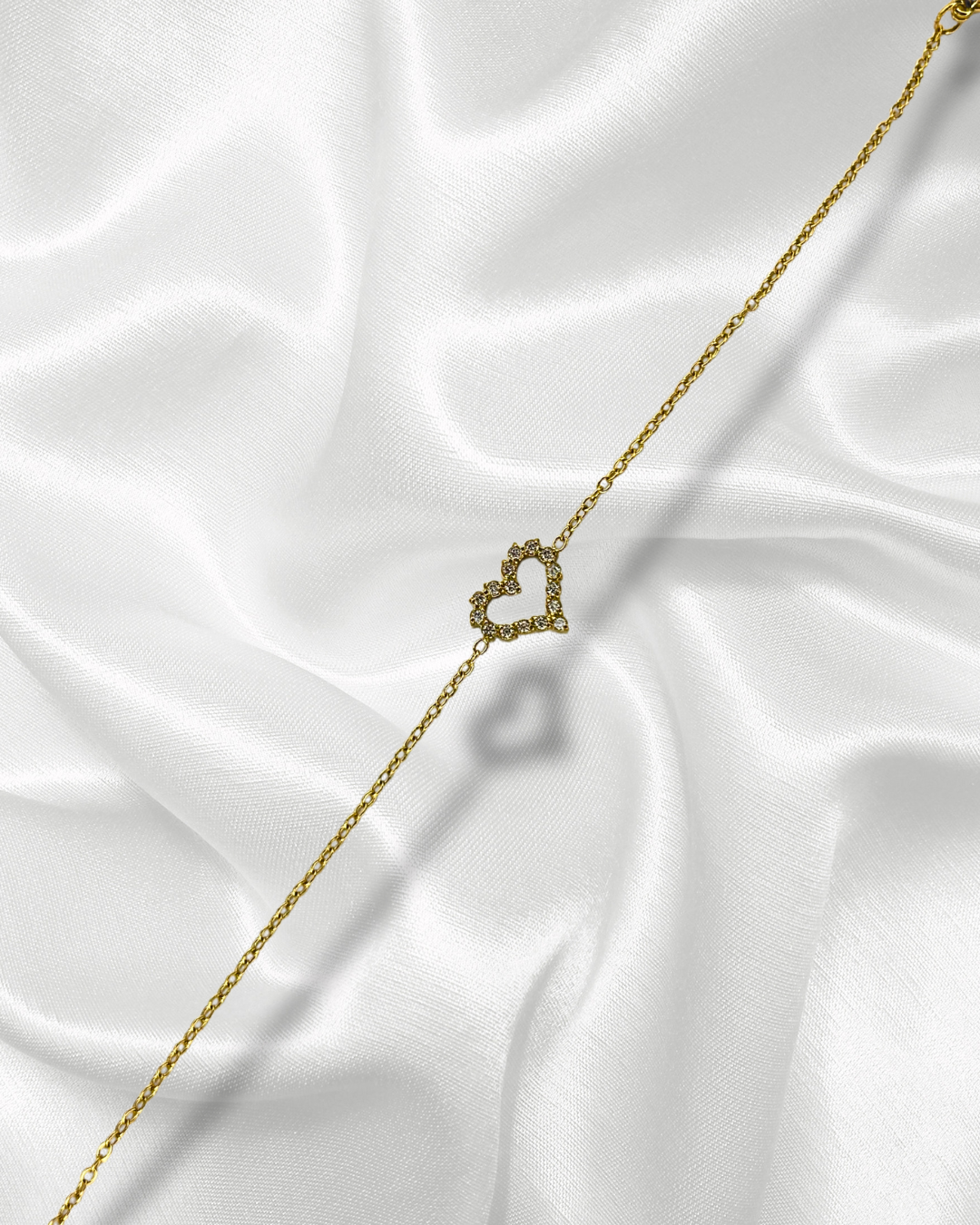 Aimea | Bracelet doré et cœur scintillant