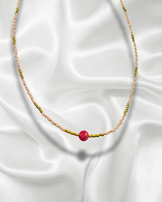 Nila | Collier de perles roses et dorées