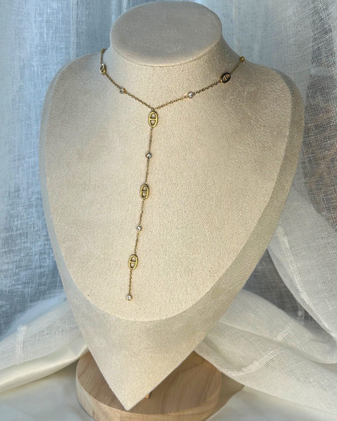 Alena | Collier en Y mailles marine