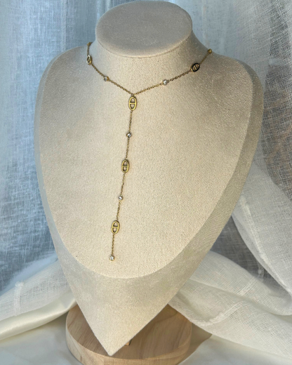 Alena | Collier en Y mailles marine