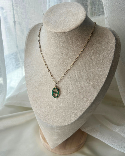Capri | Collier doré pendentif et pierres vertes
