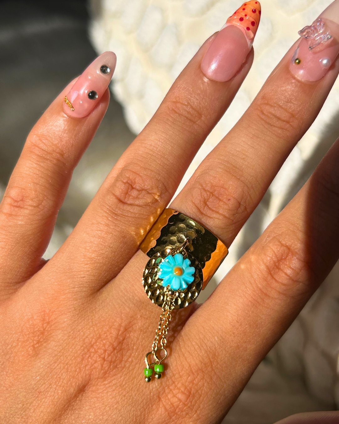Noor | Bague fleur et chaîne