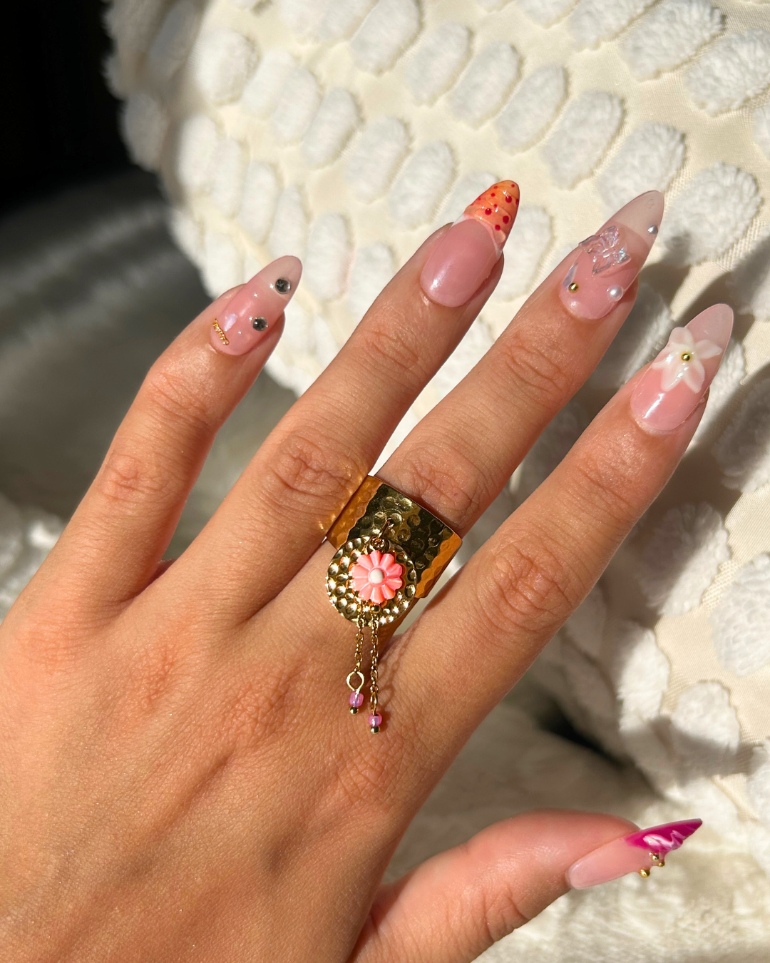 Noor | Bague fleur et chaîne