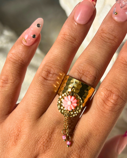 Noor | Bague fleur et chaîne
