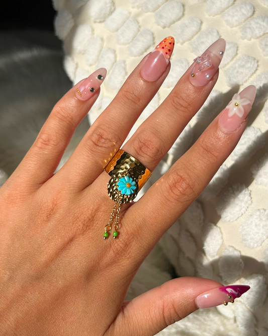 Noor | Bague fleur et chaîne