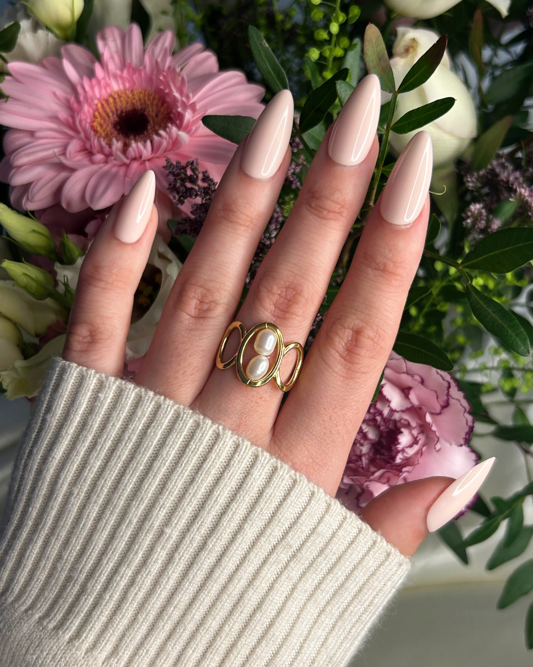 Perla | Bague dorée avec perles